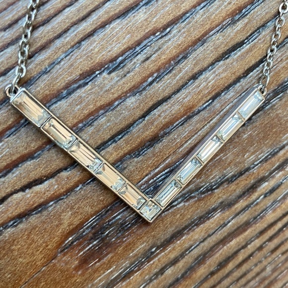 Silver Emerald Cut Cubic Zirconia Long Necklace - Picture 3 of 7